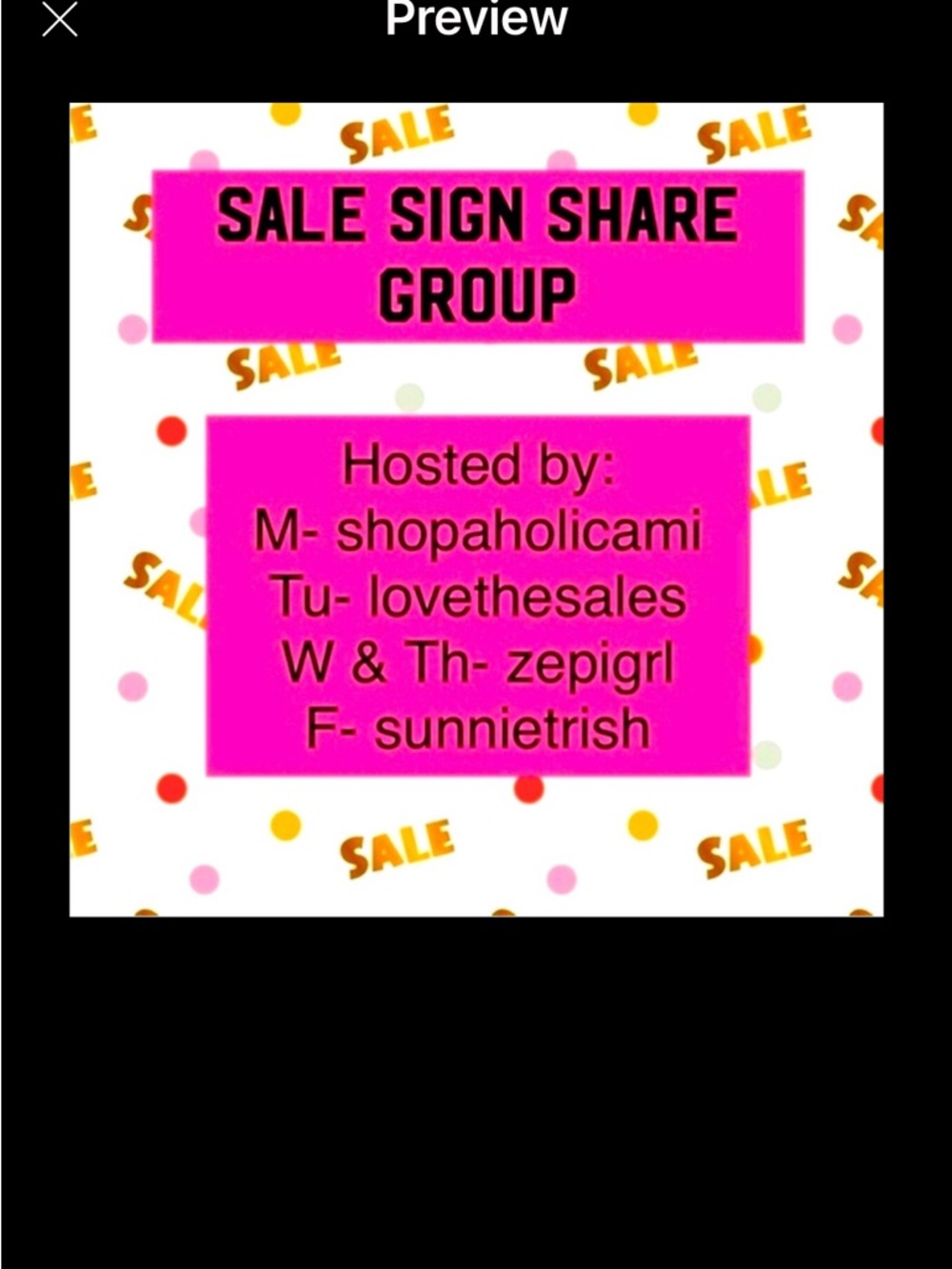 Sign up  for Fri Share Sale Sign Group